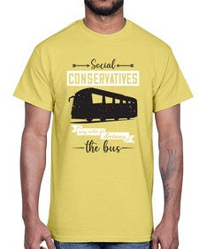 Social conservatives say who drives the bus 5#- bus- Cotton Tee