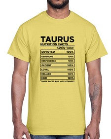 Taurus Nutrition Facts 490#- taurus- Cotton Tee