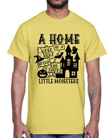 a home of a were wolf witch and their little monsters 53#- witch- Cotton Tee