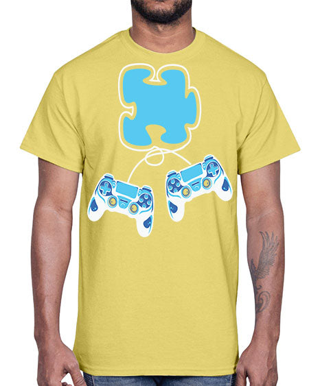 autism awareness gamer puzzle piece 11#- autism- Cotton Tee