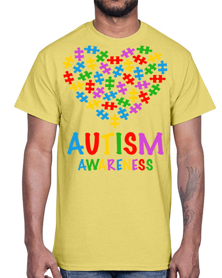 autism awareness heart love puzzle 15#- autism- Cotton Tee