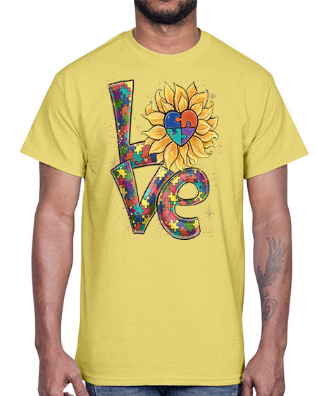 autism love sunflower- autism- Cotton Tee