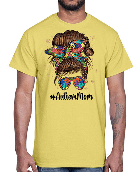 autism mom 3#- autism- Cotton Tee