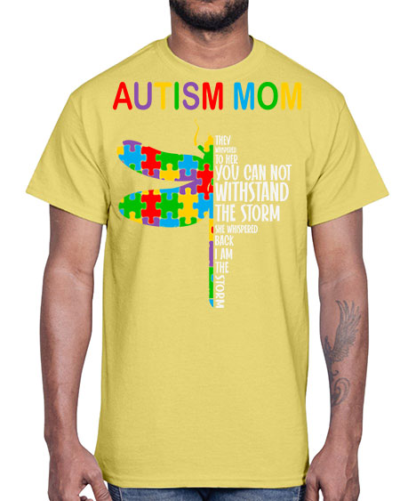 autism mom dragonfly puzzle pieces 47#- autism- Cotton Tee