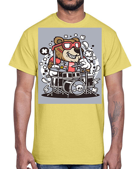 bear drummer 33#- bears - animals- Cotton Tee