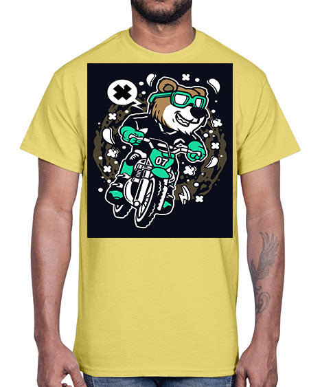 bear motocross rider 37#- bears - animals- Cotton Tee