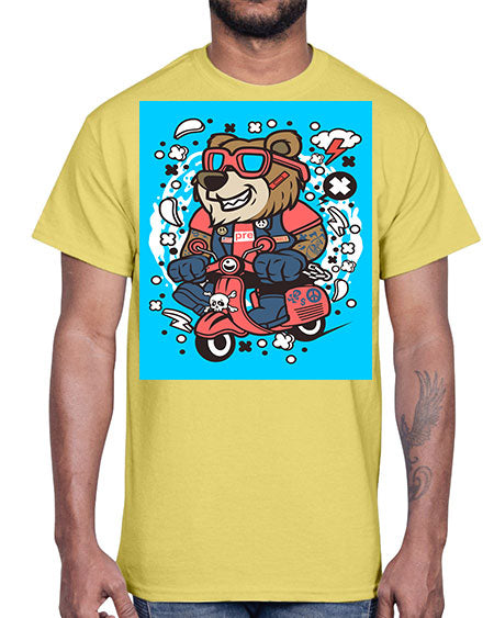 bear scooterist 41#- bears - animals- Cotton Tee