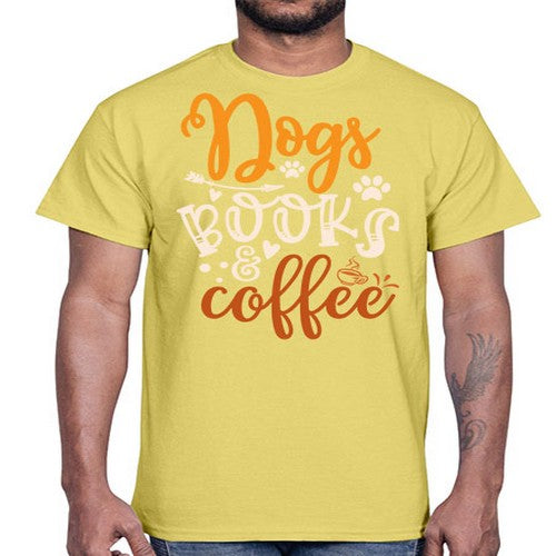 dogs books coffee 130#- dogs- Cotton Tee