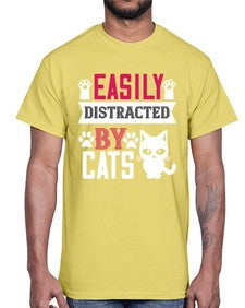 easily distracted by cats Style 47#- cats- Cotton Tee