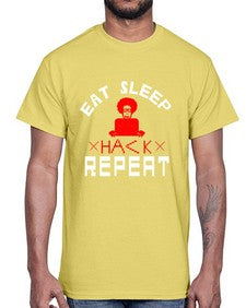 eat sleep hack repeat 48#- computer- Cotton Tee