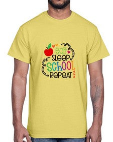 eat sleep school repeat 45#- general school- Cotton Tee