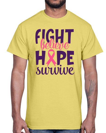 fight believe hope survive Style 13#- breast cancer- Cotton Tee