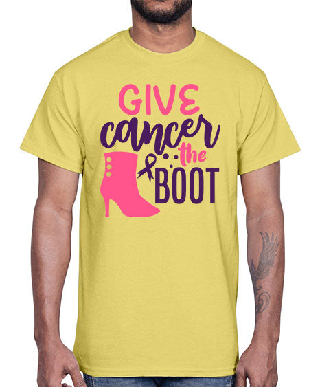 give cancer the boot Style 1#- breast cancer- Cotton Tee