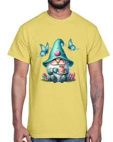 gnome with butterfly 14#- gnome- Cotton Tee