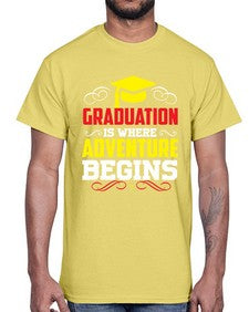 graduation is where adventure beings 226#- graduation- Cotton Tee