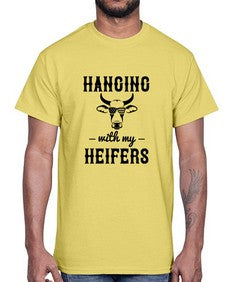 hanging with my heifers 501#- western- Cotton Tee