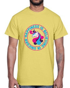 happiness is believing in unicorn 149#- unicorn- Cotton Tee
