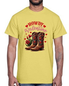 howdy valentine cowgirl boots 538#- western- Cotton Tee