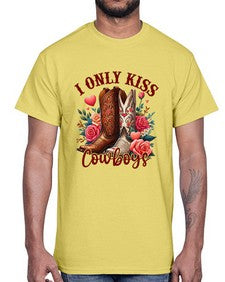 i only kiss cowboys howdy boot 594#- western- Cotton Tee