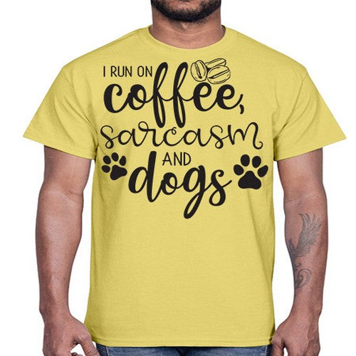 i run on coffee, sarcasm and dogs 172#- dogs- Cotton Tee