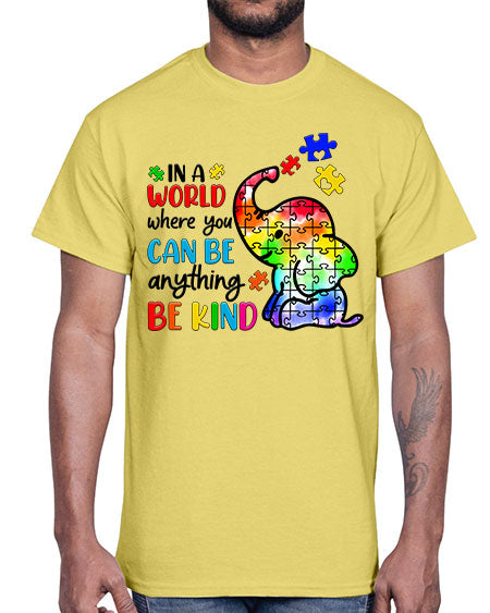 in a world where you can be anything be kind- autism- Cotton Tee