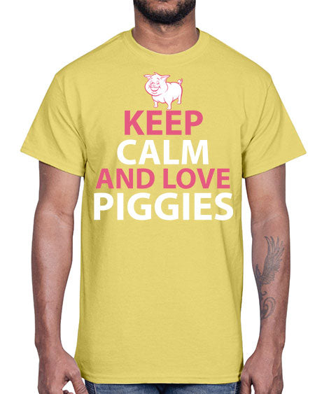 keep calm and love piggies Style 47#- pig- Cotton Tee
