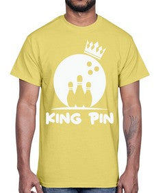 king pin bowling couples 712#- bowling- Cotton Tee
