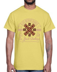 life without books chocolate coffee is just useless 318#- chocolate- Cotton Tee