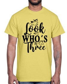 look whos three 265#- unicorn- Cotton Tee