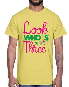 look whos three 266#- unicorn- Cotton Tee