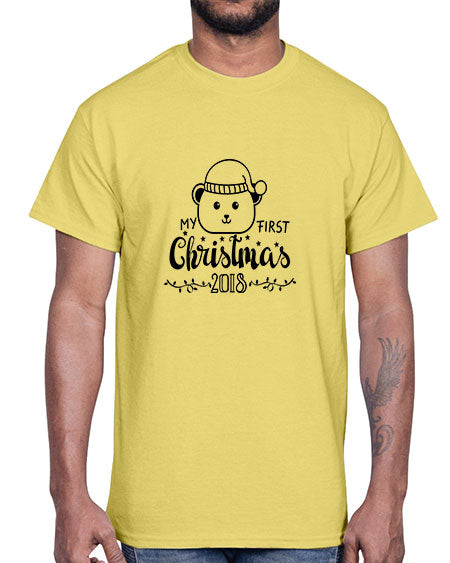 my first christmas bear black 191#- bears - animals- Cotton Tee