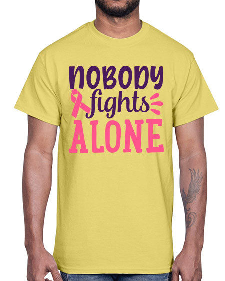 nobody fights alone Style 6#- breast cancer- Cotton Tee