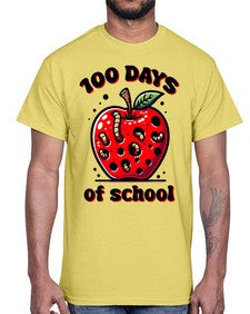 one hundred Days of School Apple 572#- one hundred days- Cotton Tee