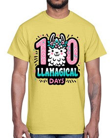 one hundred Llamagical Days 592#- one hundred days- Cotton Tee