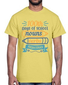 one hundred days of school nound verbs adjevtives 574#- one hundred days- Cotton Tee