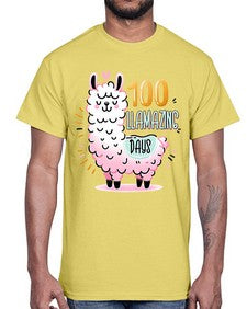 one hundredth Day of School Llama 599#- one hundred days- Cotton Tee
