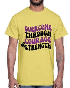 overcome through courage strength 204#- alzheimers- Cotton Tee