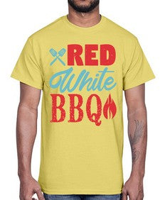 red white bbq 374#- bbq- Cotton Tee