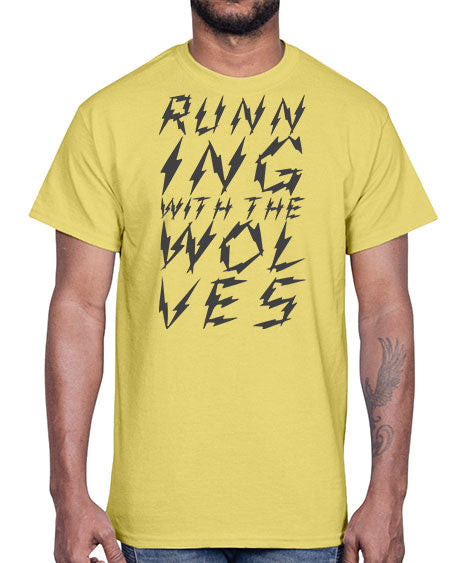 running with the wolves- wolf- Cotton Tee