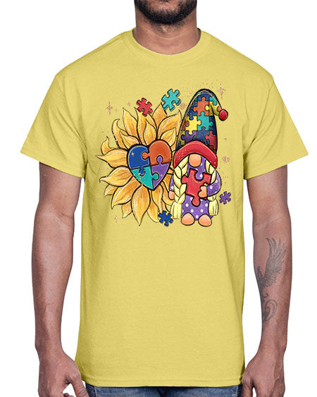sunflower gnome autism- autism- Cotton Tee