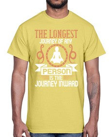 the longest journey of any person is the journey inward  550#- yoga- Cotton Tee