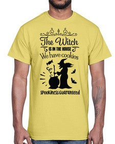 the witch is in the house sign 20#- witch- Cotton Tee