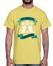 the world is my cats playground Style 119#- cats- Cotton Tee