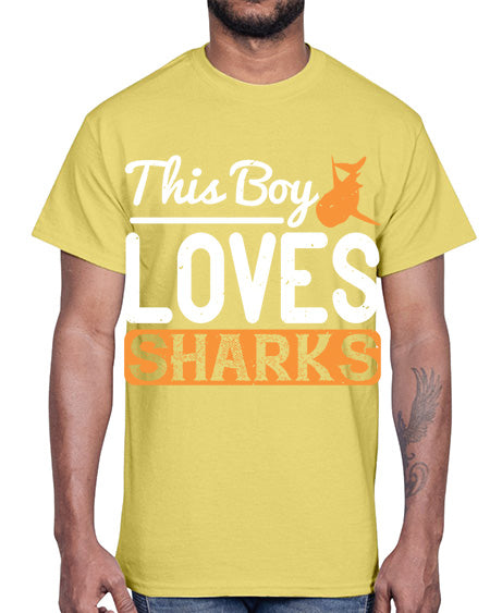 this boy loves sharks Style 14#- shark-fish- Cotton Tee