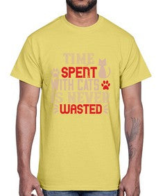 time spend with cat is never wasted Style 121#- cats- Cotton Tee