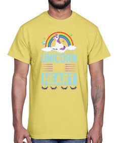 unicorn at heart 448#- unicorn- Cotton Tee