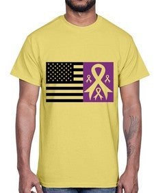 usa flag with alzheimers cancer 219#- alzheimers- Cotton Tee