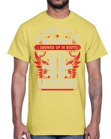 veteran showed up in boots 1198#- western- Cotton Tee
