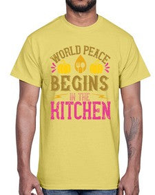 world peace begins in the kitchen 496#- vegan- Cotton Tee