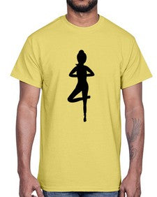 yoga pose  640#- yoga- Cotton Tee